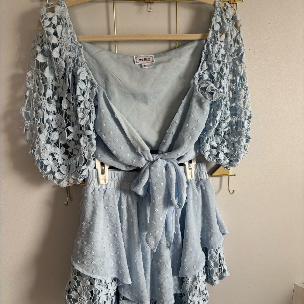 Light Blue Lace Romper